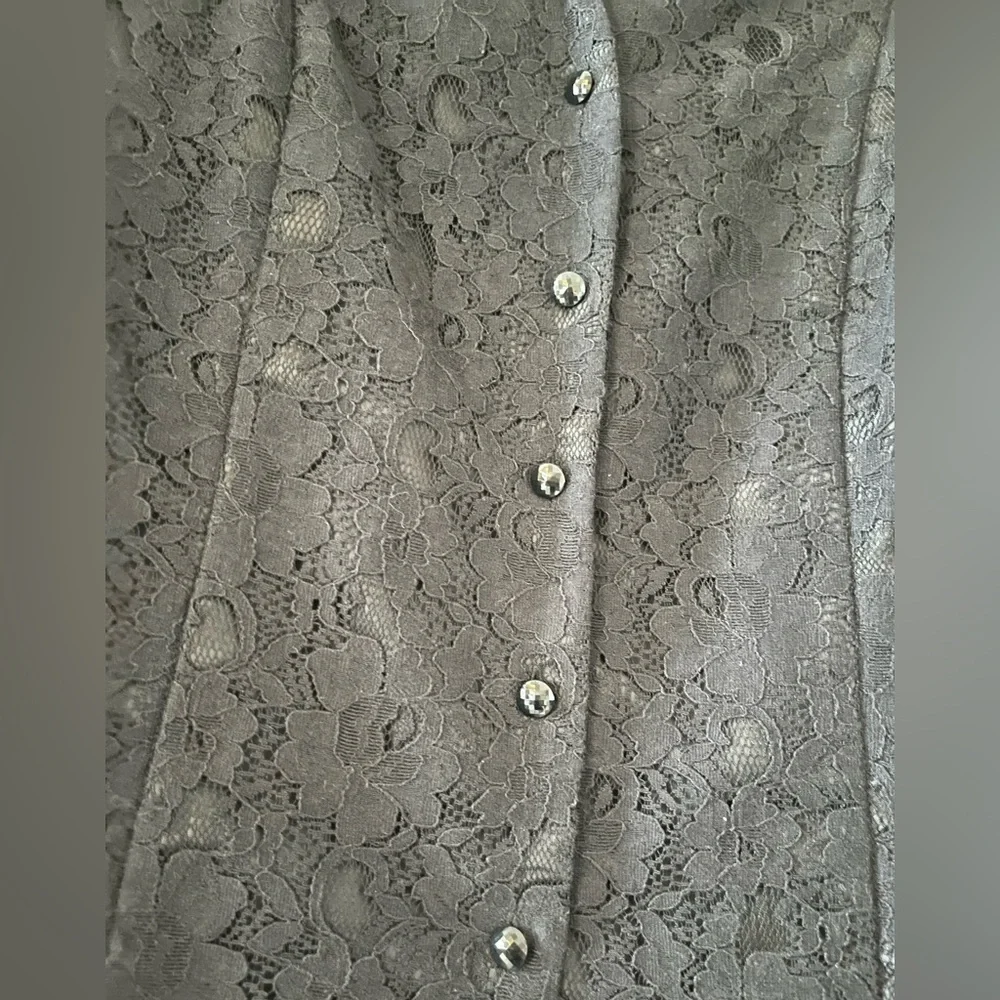 Talbots Black Lace Overlay Black Blazer Suit Jacket Women’s Size 14 - Picture 3 of 16